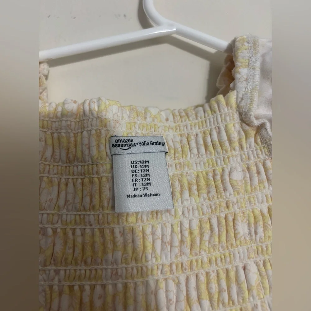 Amazon Essentials yellow floral dress for girls Size 12 Months